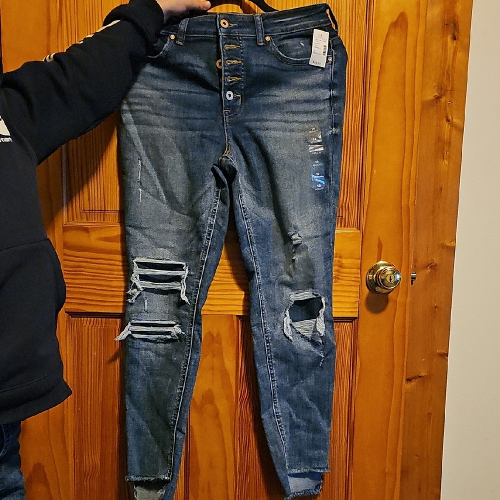 Maurices Blue High Rise Jeans with Distressed Details